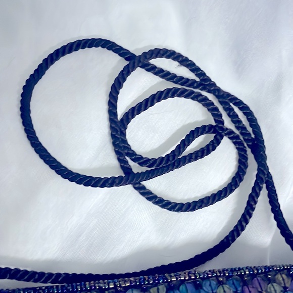 Vintage Sequined Crossbody Clutch Evening Bag w/ 40” Black Twist Rope Cord - Picture 3 of 12